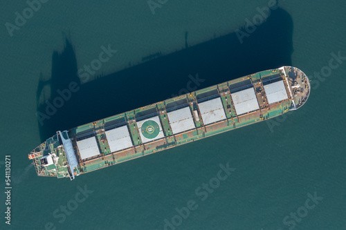 Large offshore dry cargo ship at sea.