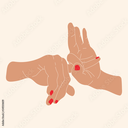 Sexual hand gesture - Hand and finger simulating intercourse and sex. Love and education concept. Vector illustration.