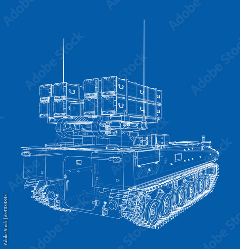 Military track missle system. Vector