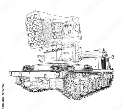 Military track missle system. Vector
