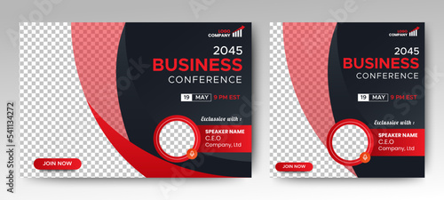 Webinar editable banner invitation and social media post template. Business Live webinar invitation design.
