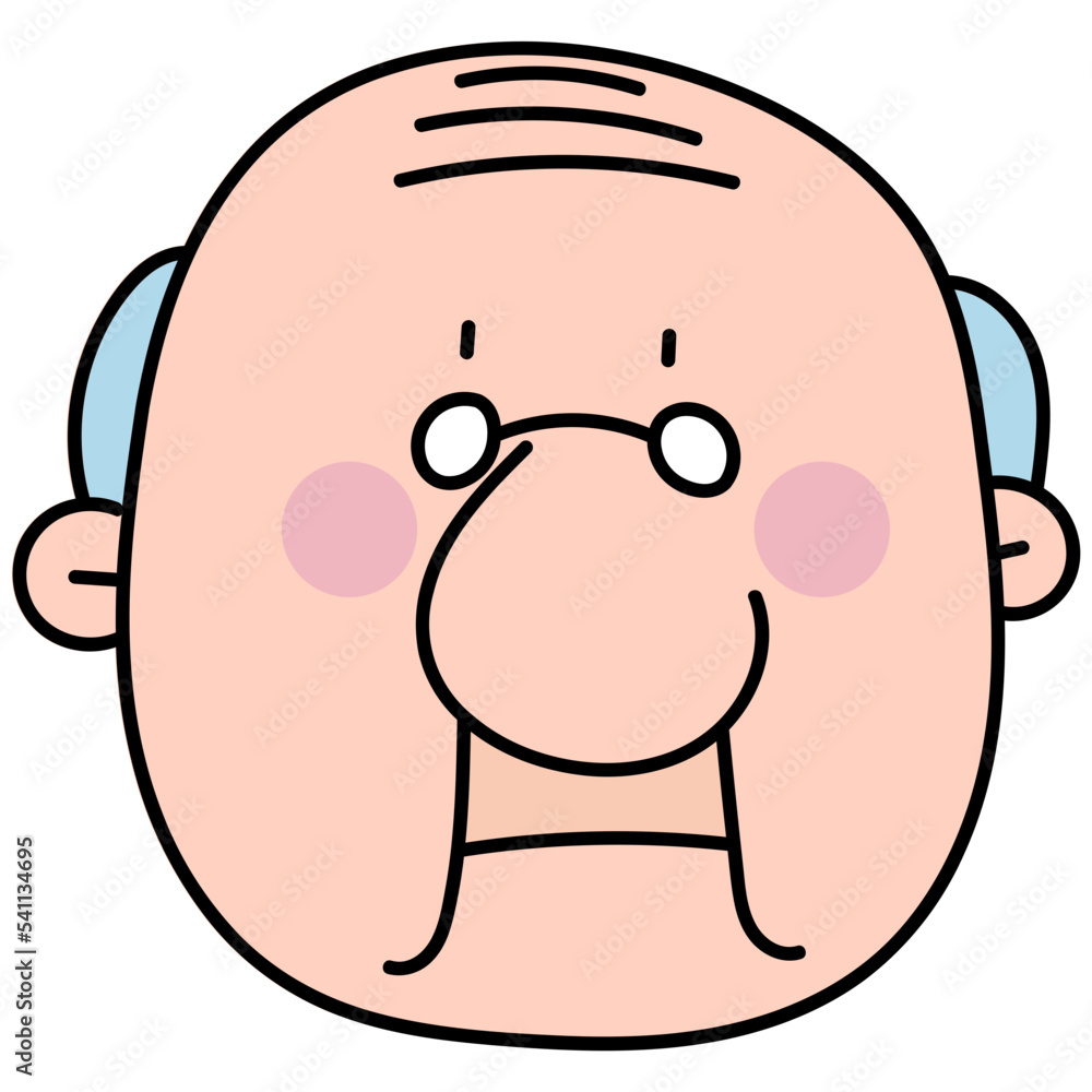 Neutral face old man vector illustration in line filled design Neutral face old man vector illustration in line filled design
