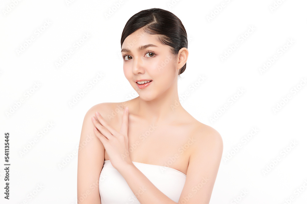 Beautiful young asian woman with clean fresh skin on white background, Face care, Facial treatment, Cosmetology, beauty and spa, Asian women portrait. Beautiful young asian woman with clean fresh skin on white background, Face care, Facial treatment, Cosmetology, beauty and spa, Asian women portrait.