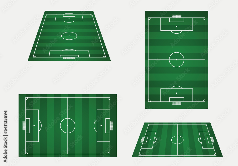 Foot Field Visual Soccer ball, football field in different point of perspective view ...