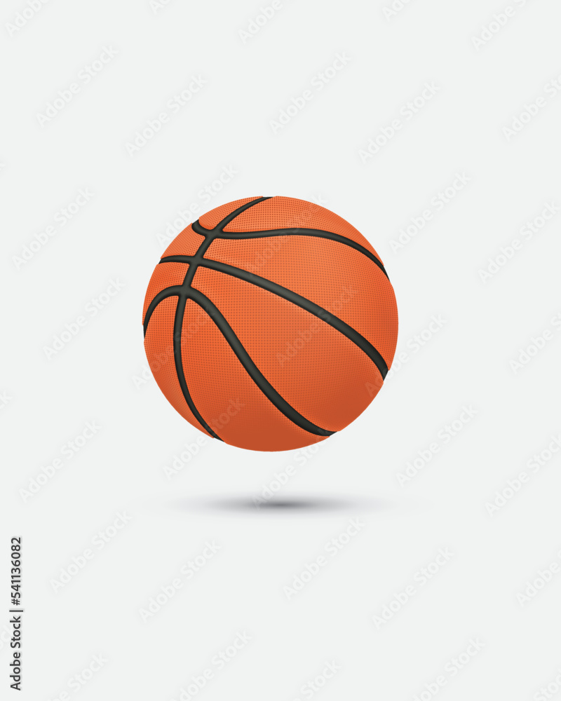 3D rendering basketball on white background isolated, vector illustration.