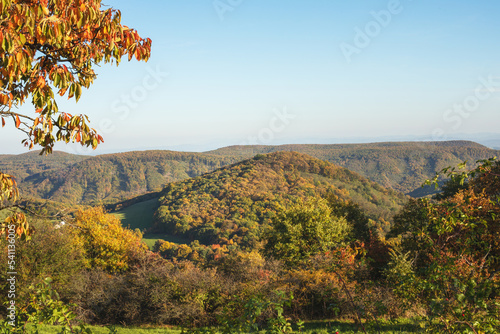 Fototapeta Naklejka Na Ścianę i Meble -  Hilly rural landscape in autumn season.