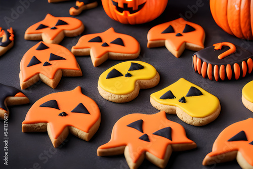 A variety of Halloween themed cookies.