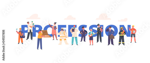 Kids Professions Concept. Scientist, Police Officer, Doctor And Teacher. Businessman, Firefighter, Builder And Courier