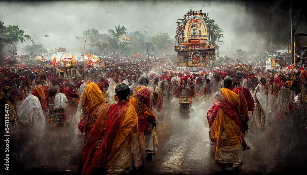 AI generated image of the annual grand Rath yatra or car festival of