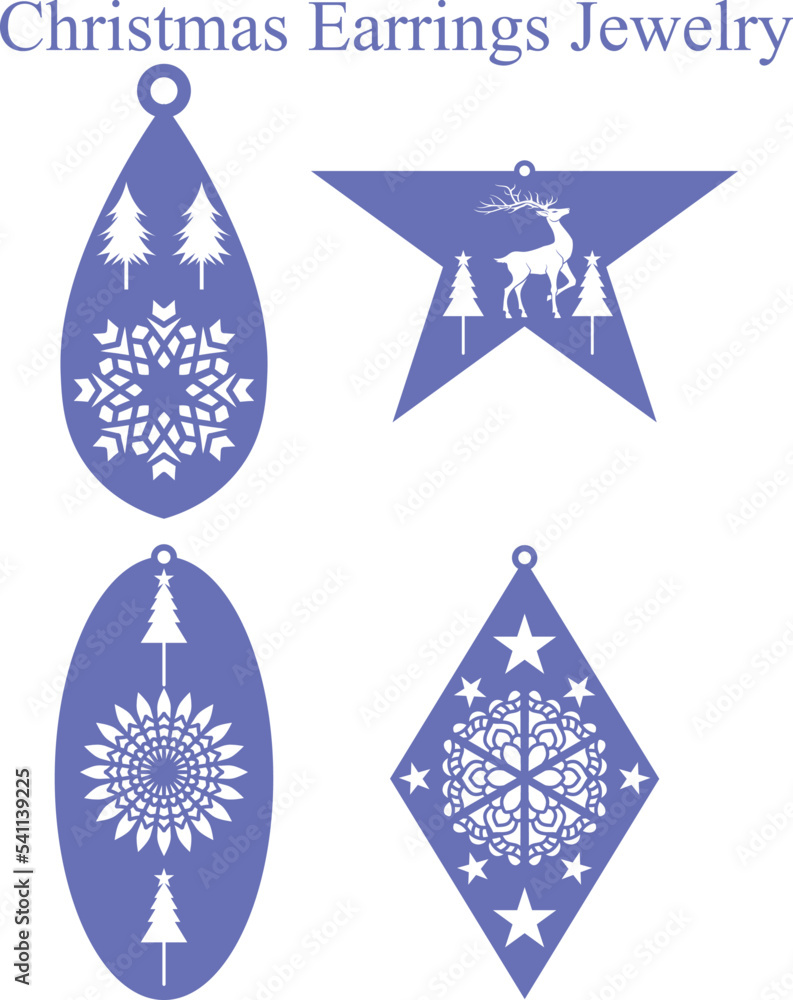 Christmas Earrings Jewelry Laser Cut Christmas Earrings Jewelry Laser Cut