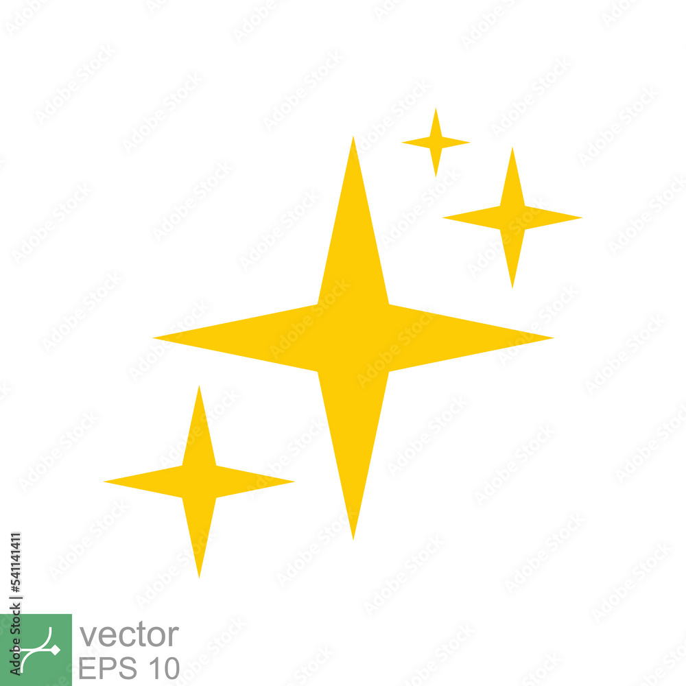 Obraz premium Star sparkle vector icon. Simple flat style. Yellow, gold, twinkle, shine, spark shape, for magic effect, glow, glitter, flash concept. Single illustration isolated on white background. EPS 10.