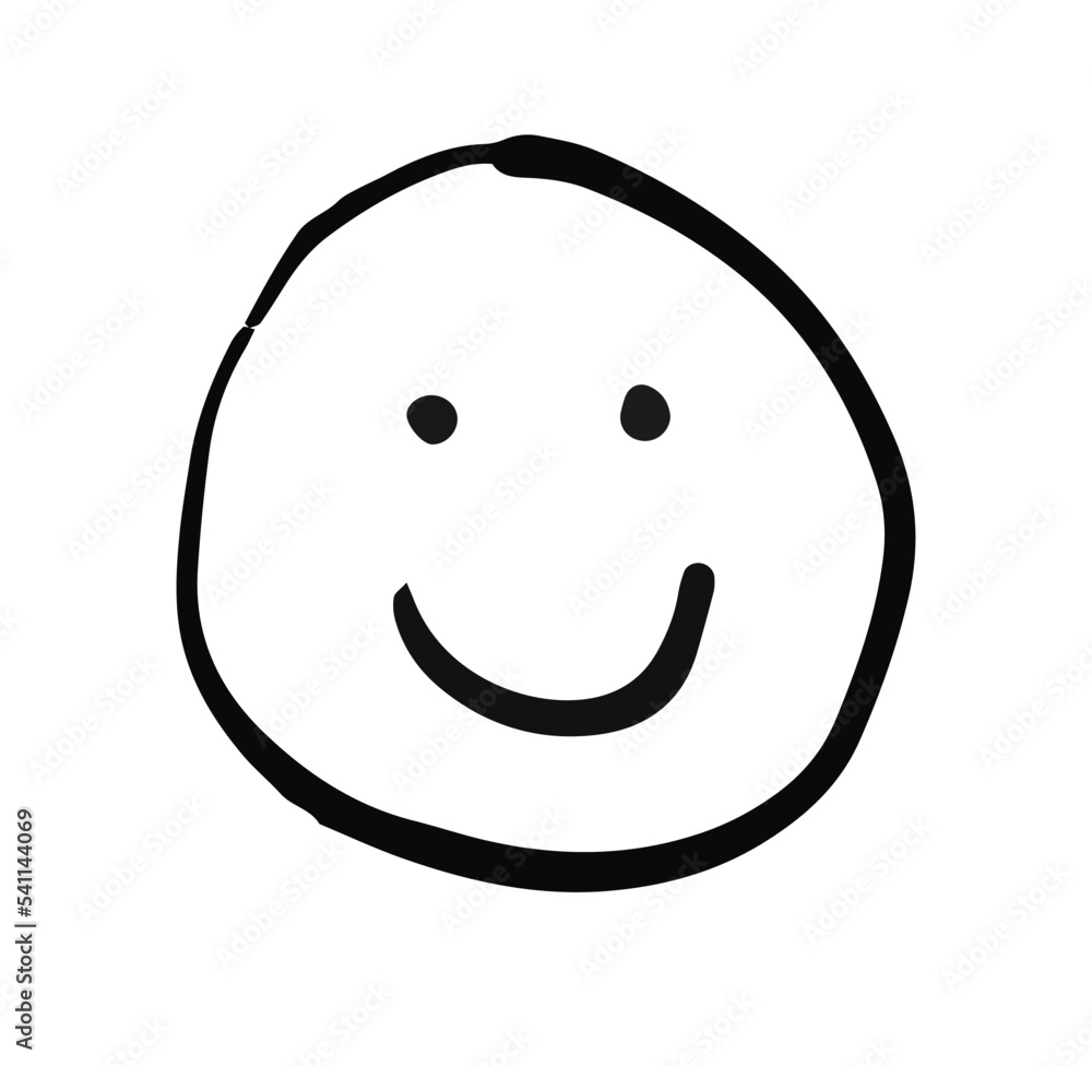 Fototapeta premium Smile emoticon doodle illustration vector.