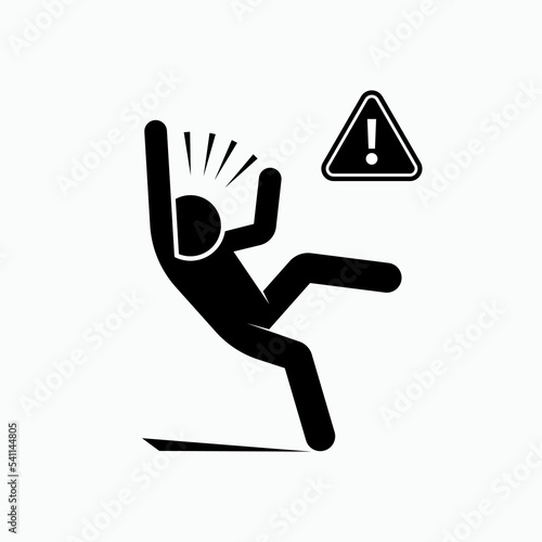 Beware of Slippery. Wet Floor Symbol.        