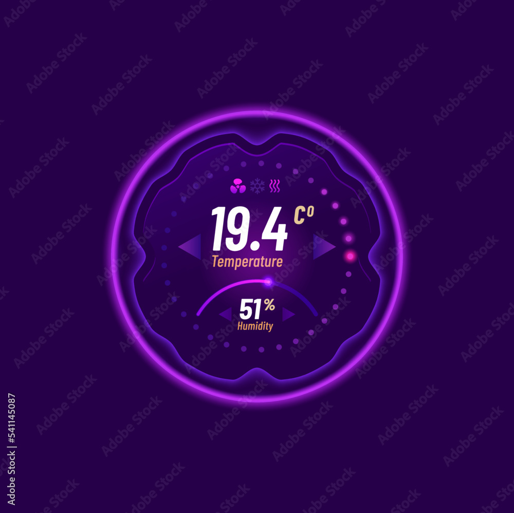 Thermostat, smart thermometer and temperature control dial. Vector