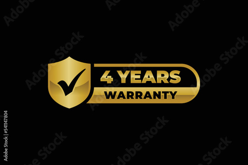 Four years warranty stamp label vector
