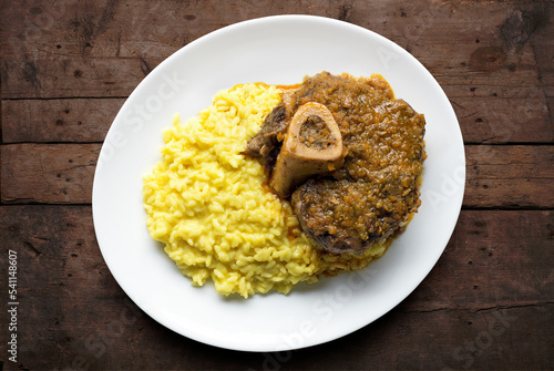 Milanese risotto with saffron and braised veal photo