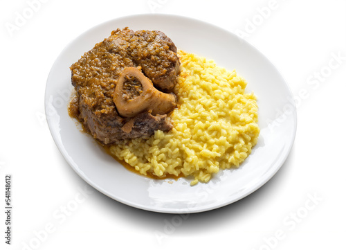 Tableau sur toile Milanese risotto with saffron and braised veal