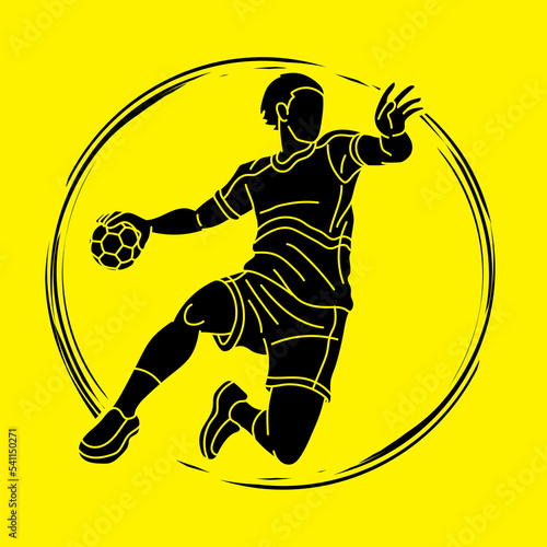 Handball Sport Male Player Action Cartoon Graphic Vector