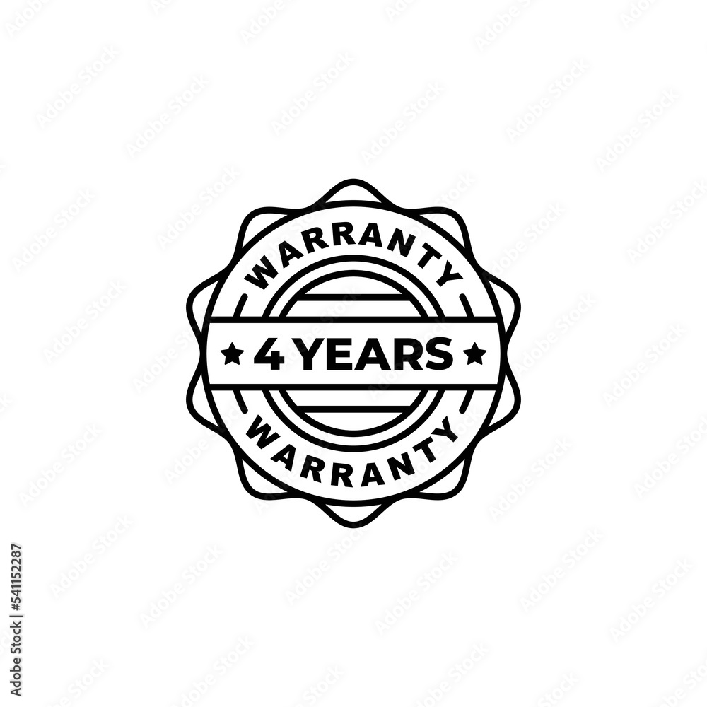 Four years warranty stamp label vector Four years warranty stamp label vector