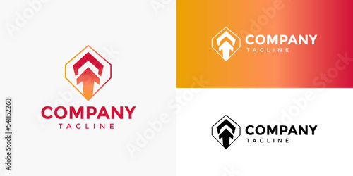 Up Arrow Gradient Orange Red Logo Design Concept Vector Template for Brand Business Company