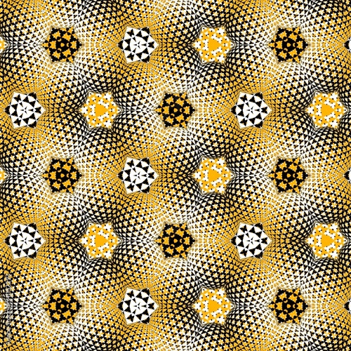 pattern and design inspired by yellow gold sphere 3D mosaic tile arrangement