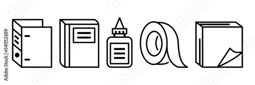 Set Education icons. Stationary outline on white background. All stationary Items. Stationaries icon vector.
