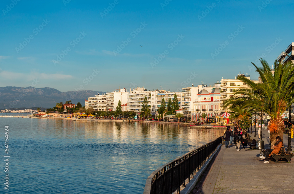 Chalkida Greece,  The city of Chalkida at sunset time.
