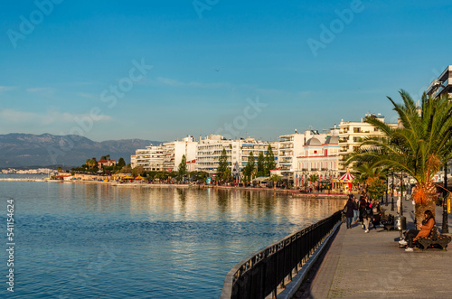 Chalkida Greece,  The city of Chalkida at sunset time. photo