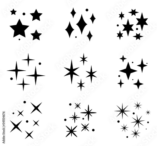 Stars sparkle symbols vector. The set of original vector stars sparkle. Christmas vector symbols isolated