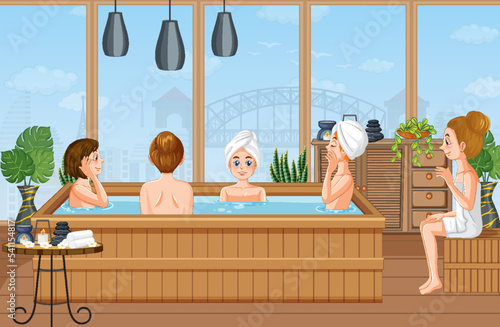 People enjoying hot tub spa