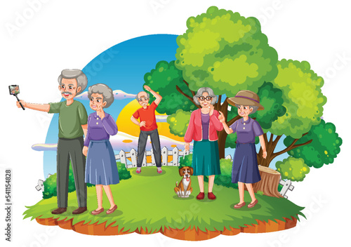 Senior people at park