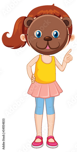 A girl wearing animal mask