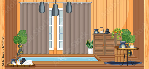 Interior spa room scene
