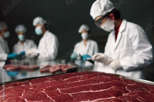 Photography View of butchers cultivating meat