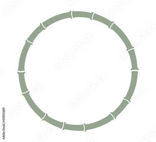 Green bamboo stalk circle frame. Natural round text box. Bamboo branch border. Blank frame template. Vector illustration isolated in flat style on white background.