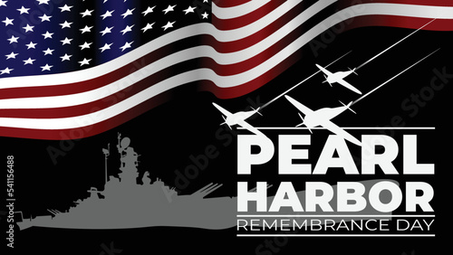 Leinwand Poster Pearl harbor remembrance day memorial day vector illustrator with silhouette of