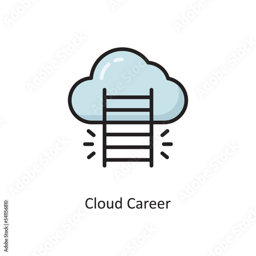Cloud Career Vector  Filled Outline Icon Design illustration. Cloud Computing Symbol on White background EPS 10 File
