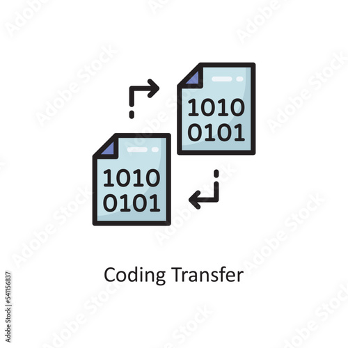 Coding Transfer Vector  Filled Outline Icon Design illustration. Cloud Computing Symbol on White background EPS 10 File