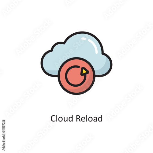 Cloud Reload Vector  Filled Outline Icon Design illustration. Cloud Computing Symbol on White background EPS 10 File