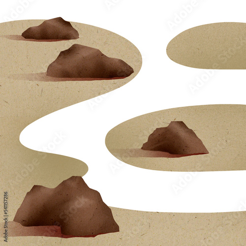 Canvas Print Vintage landscape in zen layout, organic composition, river and ripples