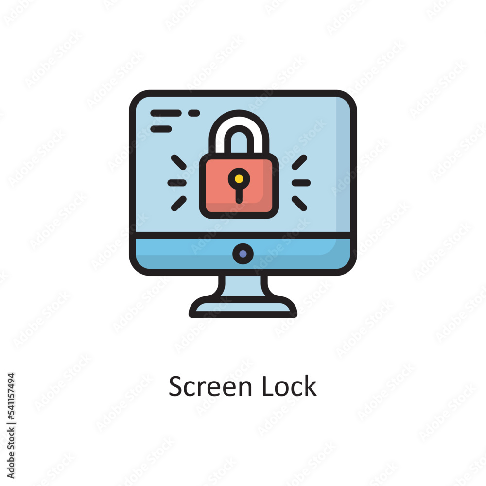 Screen Lock Vector Filled Outline Icon Design illustration. Cloud Computing Symbol on White background EPS 10 File Screen Lock Vector Filled Outline Icon Design illustration. Cloud Computing Symbol on White background EPS 10 File