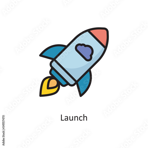 Launch Vector  Filled Outline Icon Design illustration. Cloud Computing Symbol on White background EPS 10 File