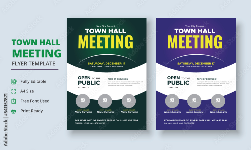 Town Hall Meeting Flyer Template, Community Meeting Flyer Template