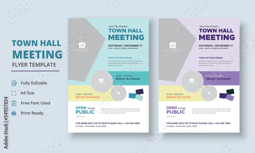 Town Hall Meeting Flyer Template, Community Meeting Flyer Template, City Hall Flyer and Poster