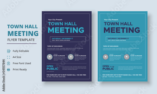 Town Hall Meeting Flyer Template, Community Meeting Flyer Template, City Hall Flyer and Poster photo
