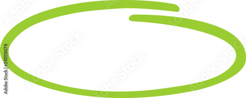 Green circle, pen draw. Highlight hand drawing circle isolated on background. Handwritten green circle. For marking text, numbers, marker pen, pencil, logo and text check, vector illustration