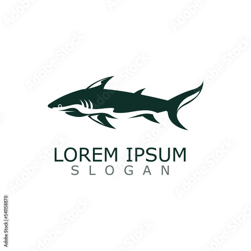 Shark Logo animal sea design icon vector silhouette template