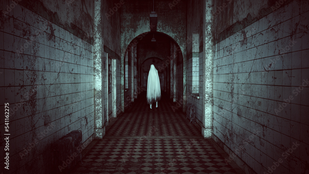 Floating Ghost in a Asylum Halloween Dark Film Grain Analogue