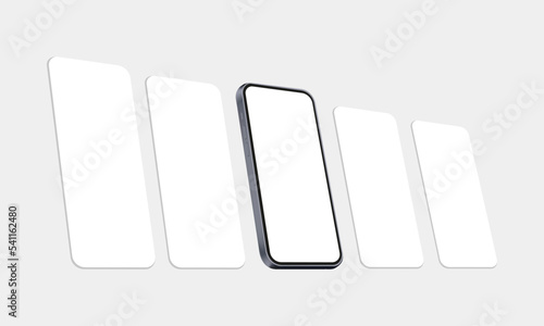 Phone With Blank Mobile App Screens, Perspective View. Mockup for Showing Your Design Projects. Vector Illustration