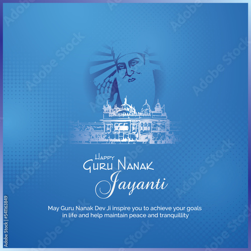  Indian religion Guru Nanak Jayanti banner with blue beautiful background